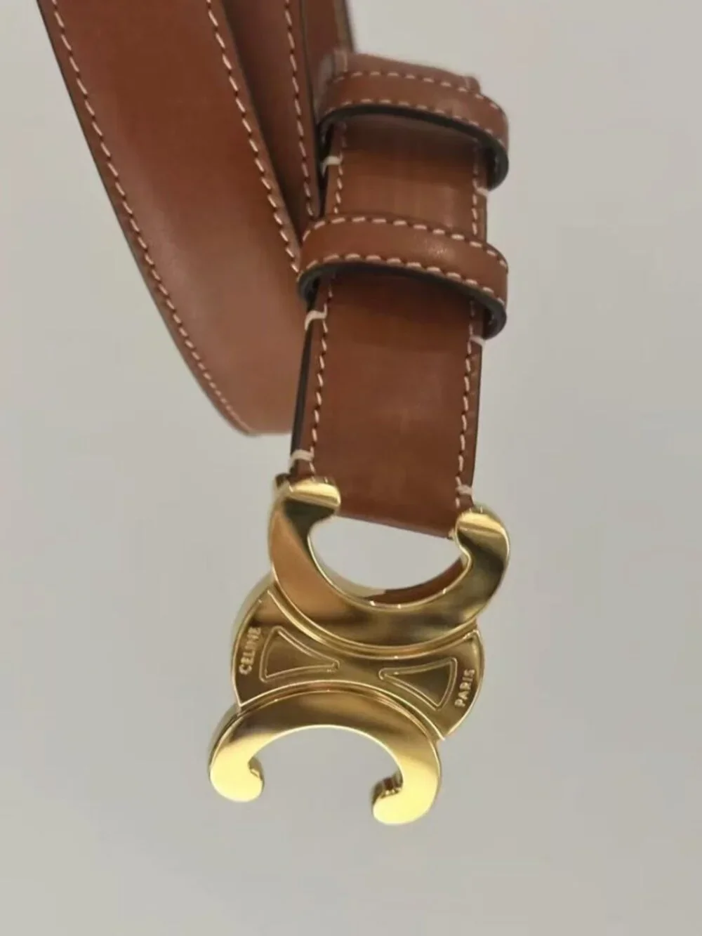 Celine Triomphe Buckle Thin Leather Waist Belt